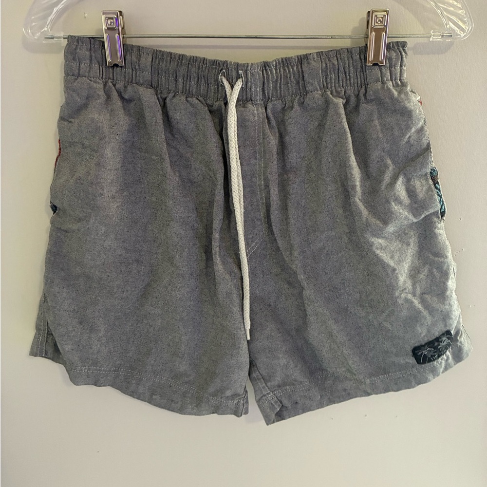 The Sea Shorts Gray With Aztec Trim With Pockets & Drawstring SZ Small